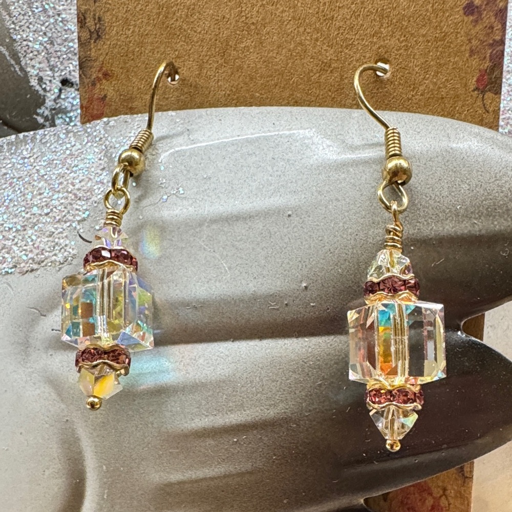 October Birthdays 🎂- Elegant Gold and AB Sawovski Crystal Drop Earrings 2/$22